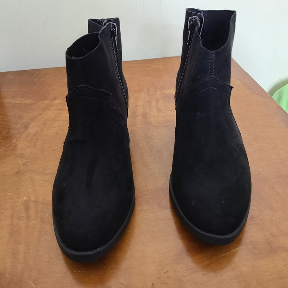 Black Faux Suede Ankle Boot - Picture 2 of 8